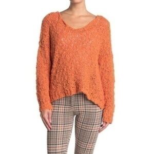 Free People V-neck popcorn sweater